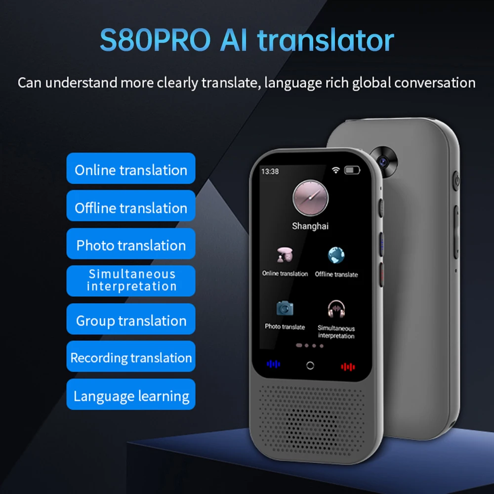 Portable Language Translator Device with 138 Languages Voice Translating 16 Offline Translation Simultaneous Interpretation