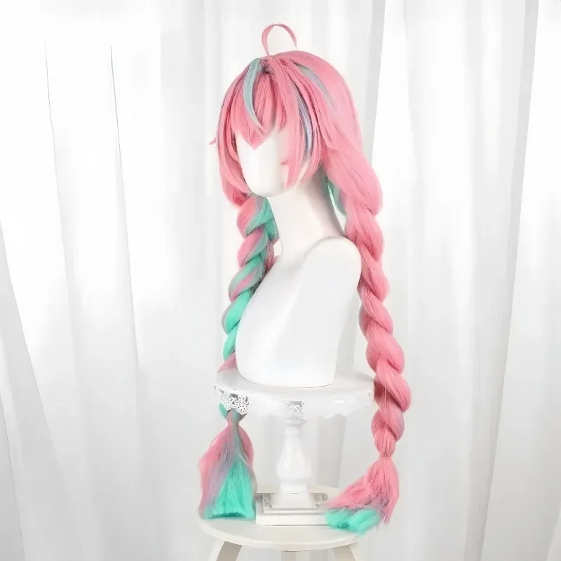 Cosplay Varesa perruque Costume longue rose mixte vert cheveux accessori Doppio queue de cheval tresse Halloween Anime