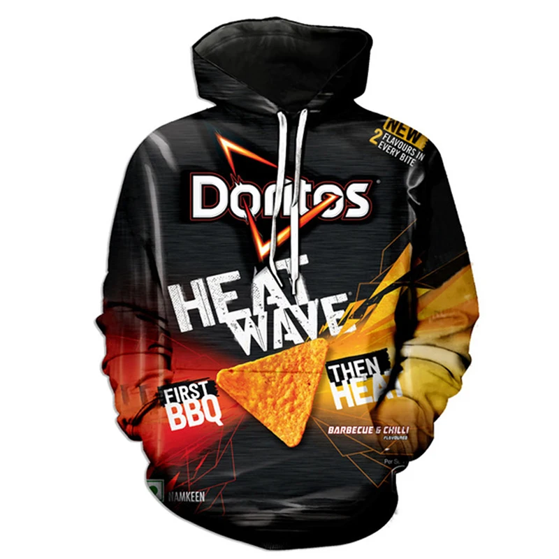 Novelty Hot Doritos Food Puffs Hoodies 3D Printed Mens Sweatshirt Harajuku All Over Print Unisex Pullover Hood Casual Top