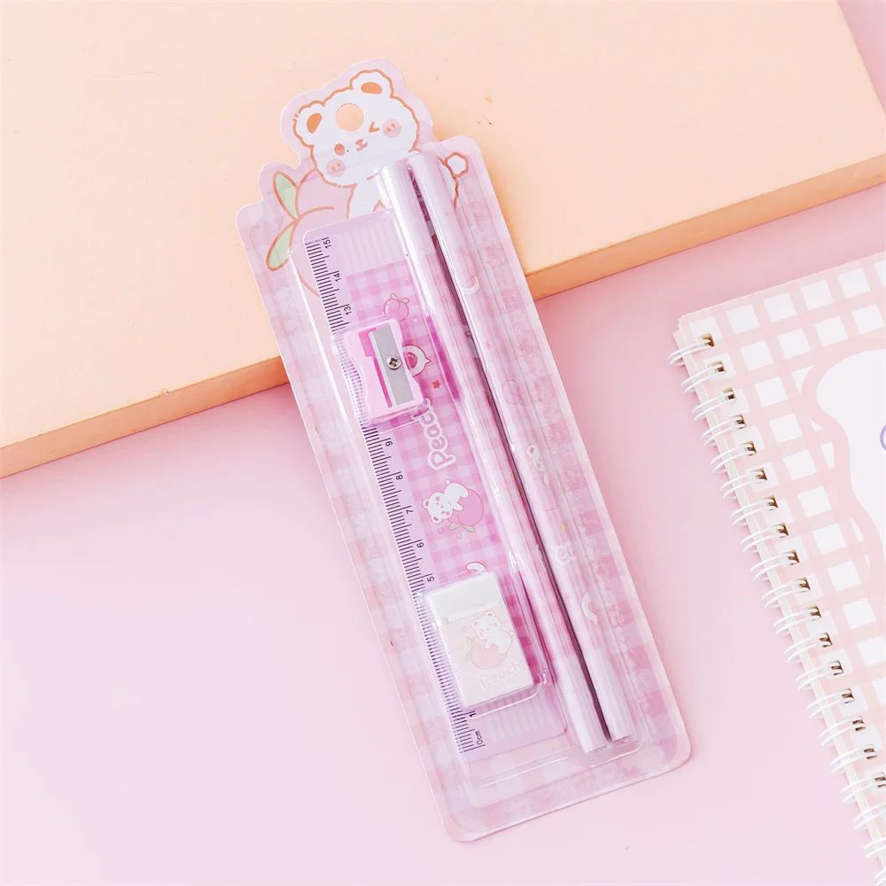 Kawaii Cartoon Bear Stationery Set Learning Drawing Sketch Pencil Set Stationery Student School Office Supplies For Kids Gift