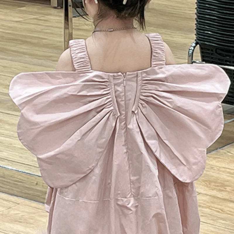 Fashion Baby Girl Princess Bow Dress Infant Toddler Child Big Bow Vestido Sleeveless Outfits Summer Casual  Baby Clothes 1-7Y