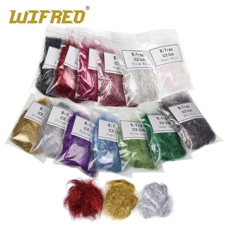 Wifreo Ultra Fine Ice Dubbing Fiber Fly Tying Nymph Scuds Ice Dub Wing Fiber Material for Flash Sparkle Addding 2g/bag