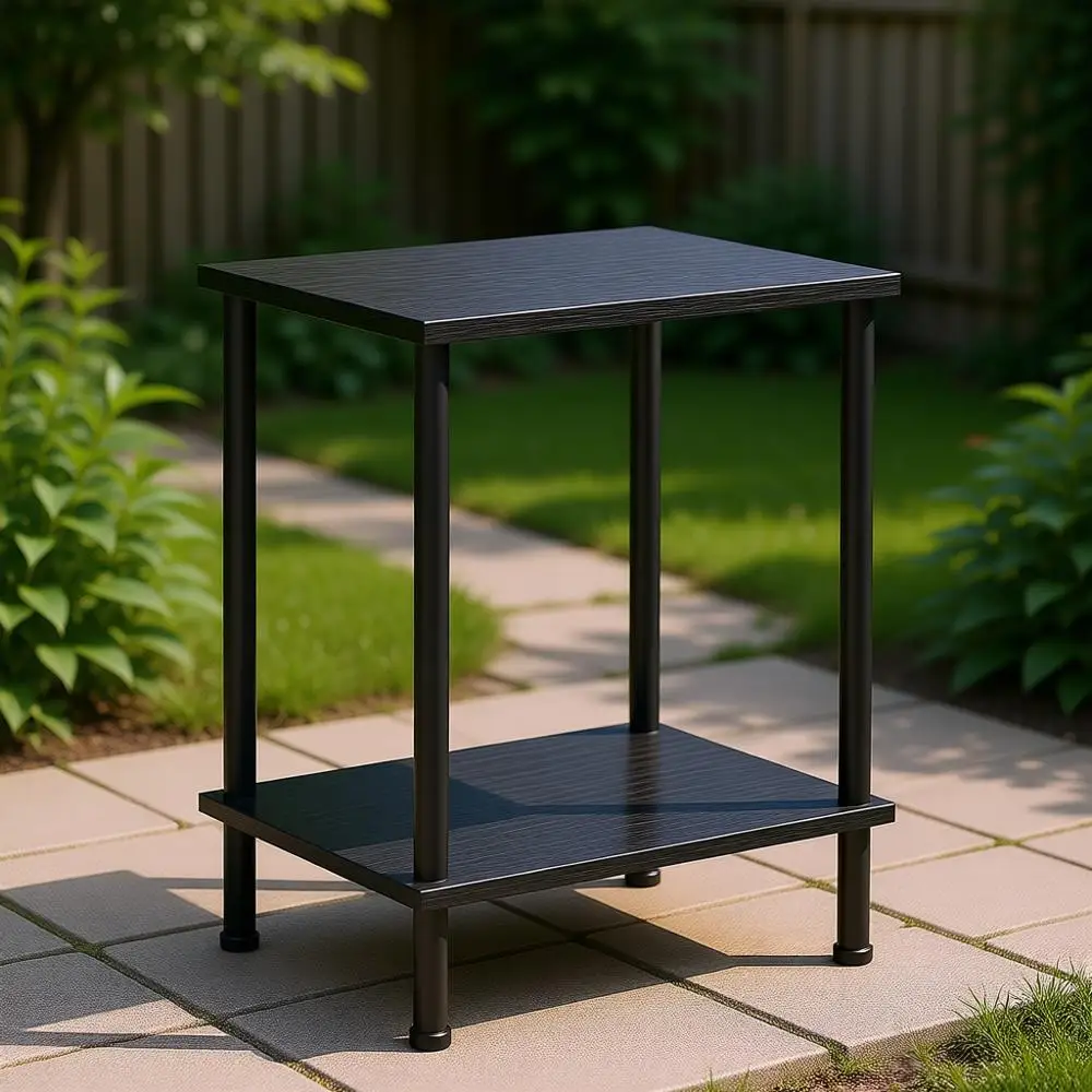 

Компактный 2-уровневый приставной столик для гостиной и спальни, простая сборка, черный