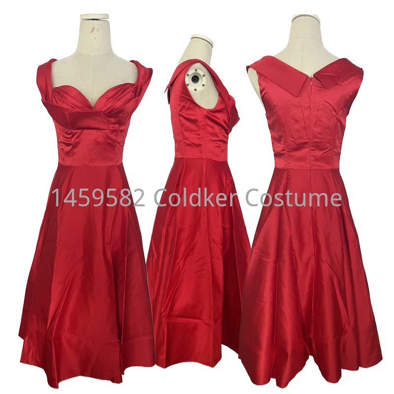 Clearance High Quality VINTAGE ROCKABILLY Red Slash Neck 50'S PROM SWING PARTY GOTH PINUP RETRO DRESS Vestidos