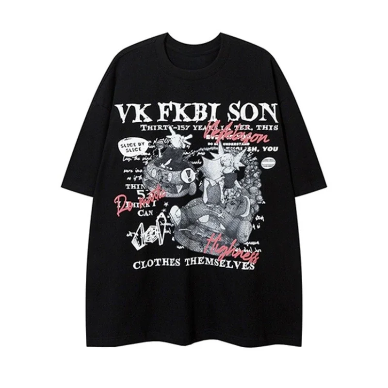 

2025 New European and American Fun Animation Personalized Printing T-shirt Men's and Women's Loose Breathable Short Sleeves