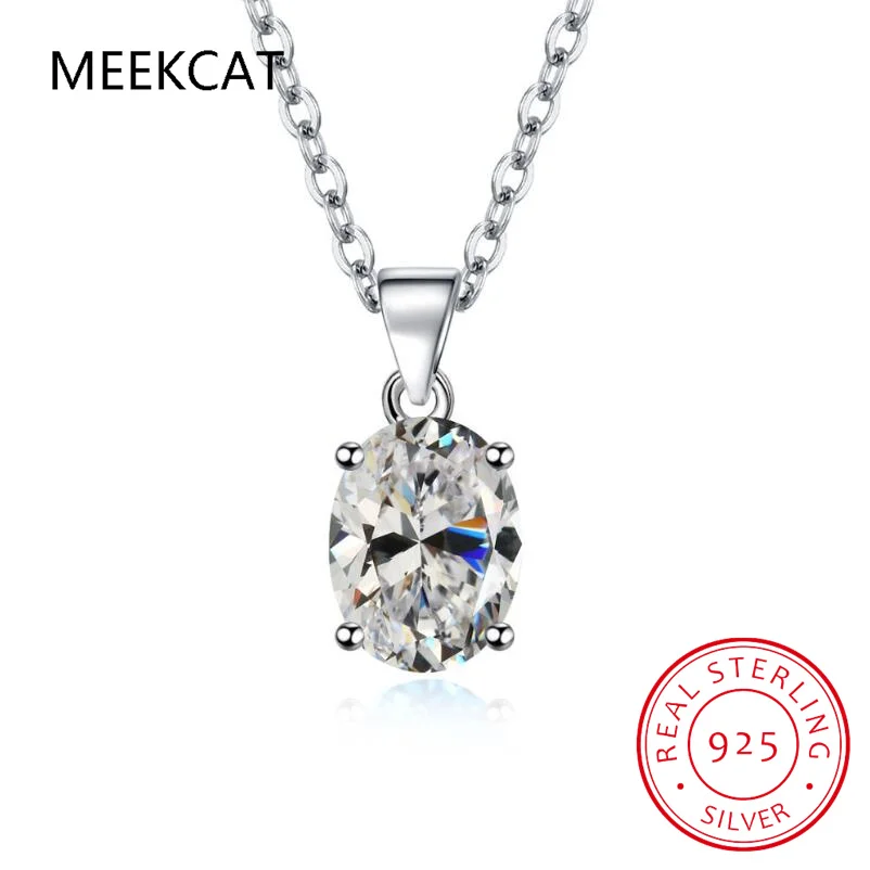 

1CT 2CT 3CT Oval Cut Moissanite Necklaces for Women Jewelry 100% Real Silver Chain 925 Pandant Lab Diamond Birthday Gift Choker