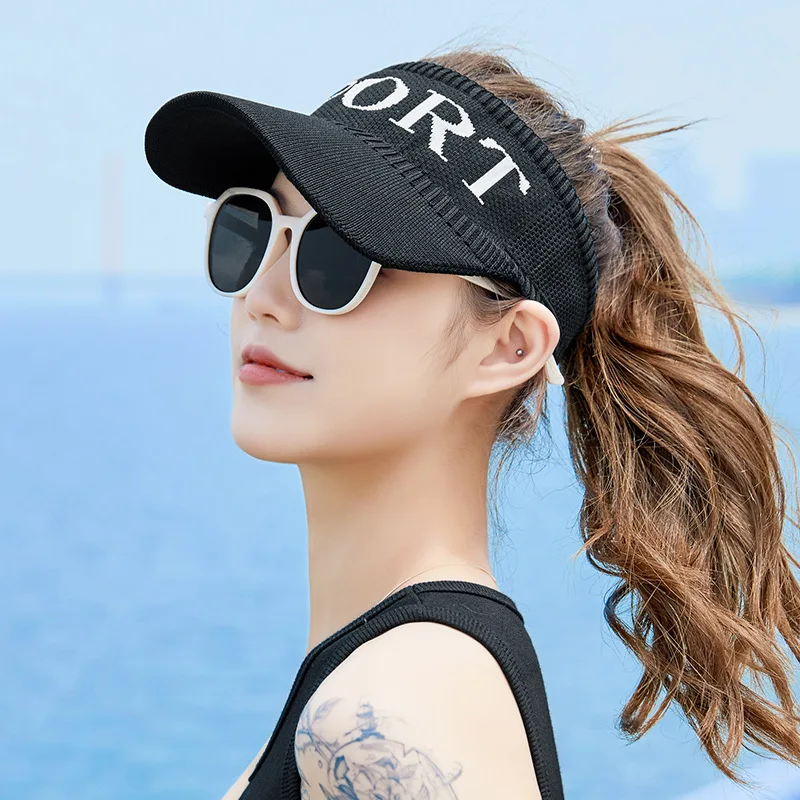 

Women's Sun Hat Sport Empty Top Hat Versatile Running Sports Letter Knitted Hat Spring/Summer Outdoor Leisure Sun Hat