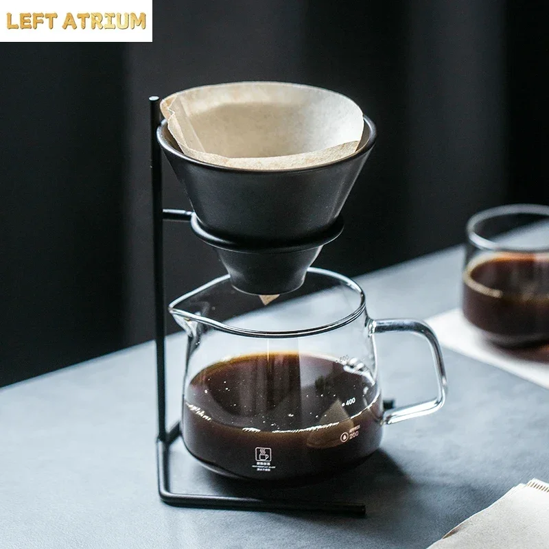 Ceramic One-Person Hand Made Coffee Maker Set, Household Drip-in Glass Filter Cup, Coffeepot Appliance, Graduated Accessories