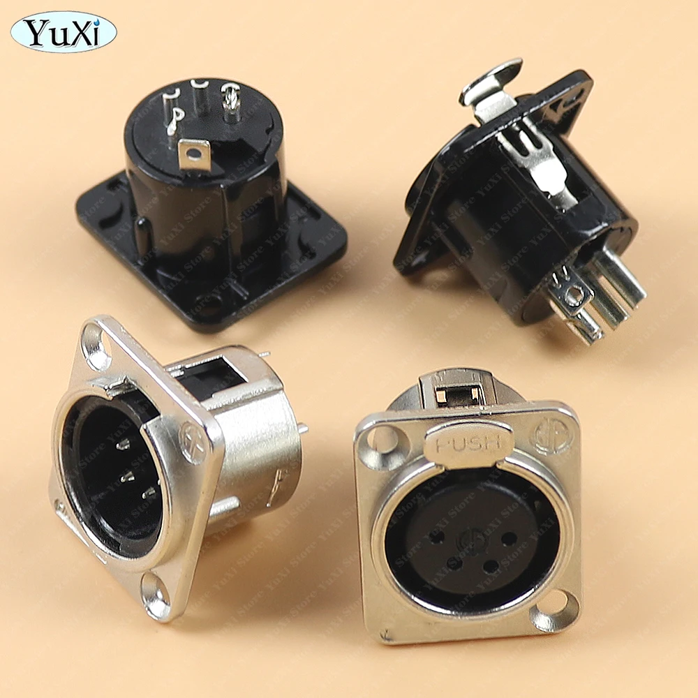 1-10pcs XLR Metal Socket 3/4/5pin Male Female Panel for Audio Microphone Jack Plug Connector XLR