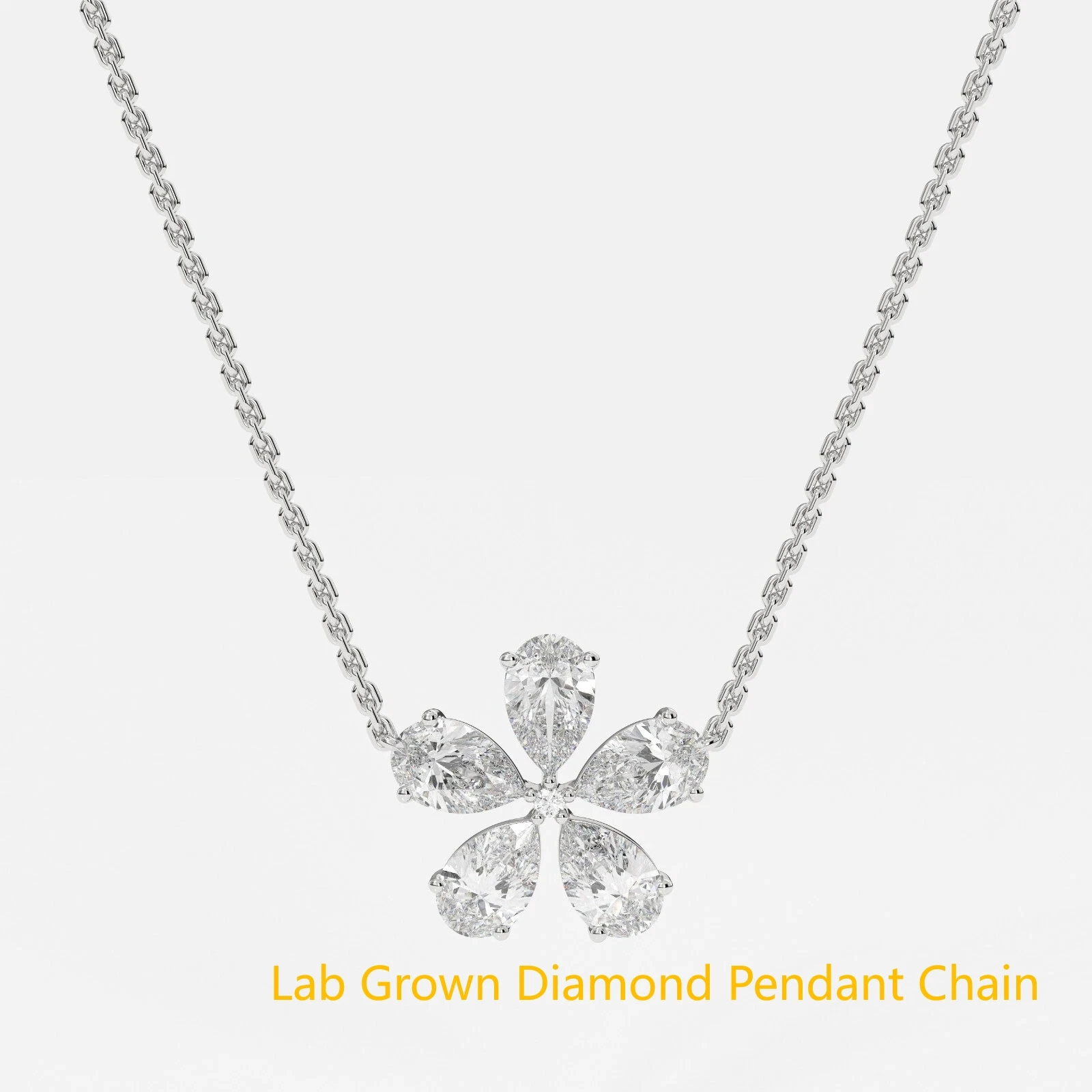

Round & Pear Cut Lab Grown Diamond 2.6CTW Pendant Necklace In Platinum 950 Diamond Pendant For Lady No IGI
