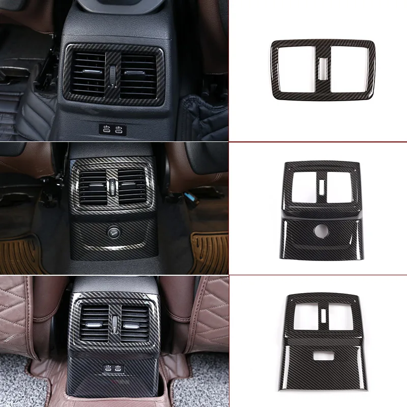 

For BMW X1 F48 X2 F47 2016-21 ABS Carbon Fiber Car Rear Row Air Conditioner Air Outlet Frame Decorative Sticker Car Accessories