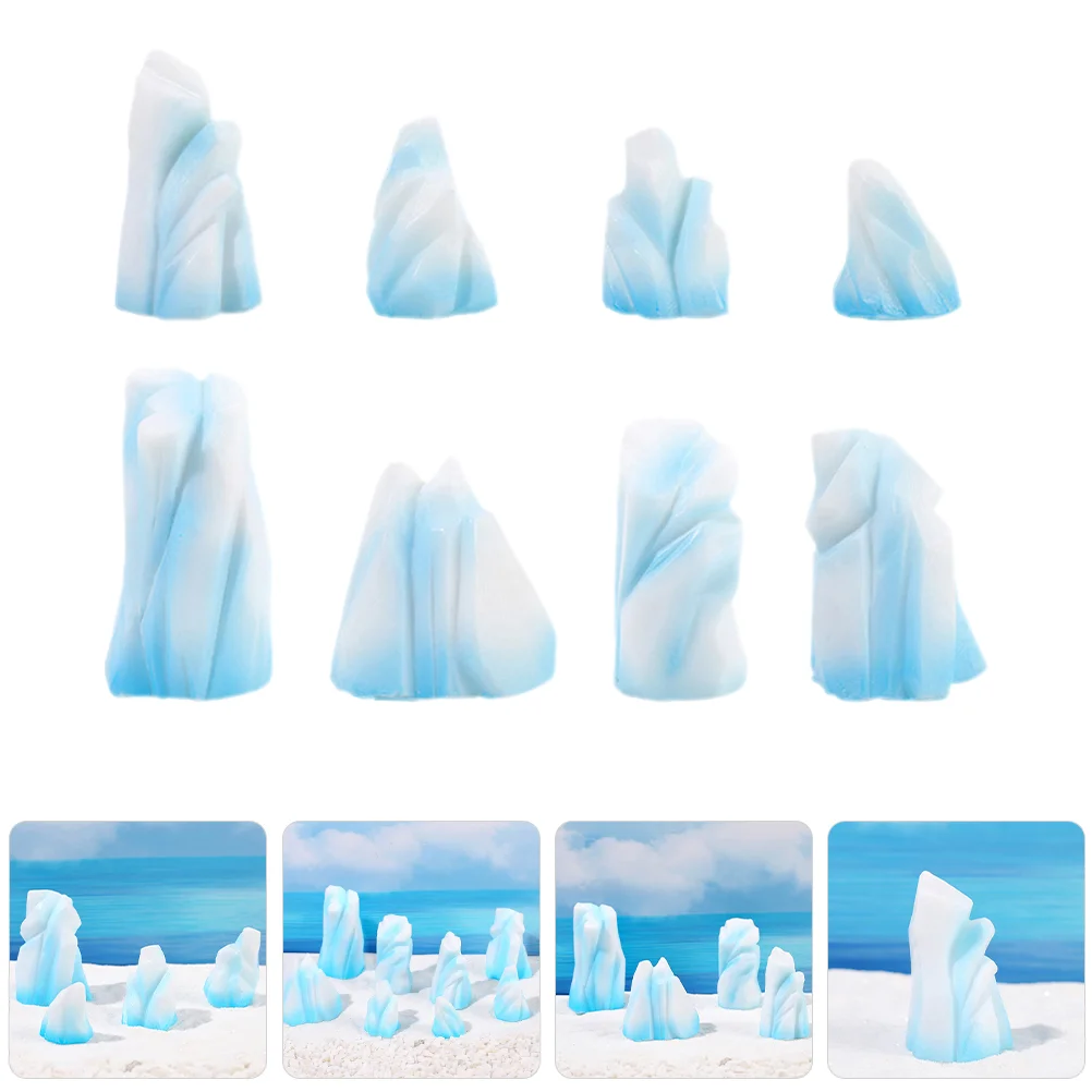 

8 Pcs Iceberg Micro Landscape Mini Floeberg Decoration Crafts Tiny Miniature Model Resin