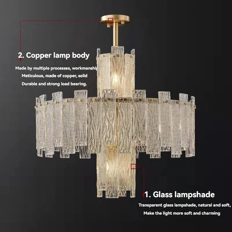 

Designer Crystal Chandelier,All copper dining room Pendant Light, Luxury Gold Ceiling Lamp for Living Room Dining Room hotel bar
