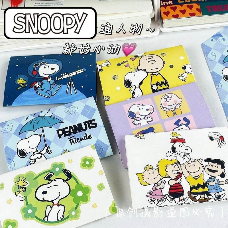 6 Pcs Set Snoopy Cartoon Postcard Cute New Year Gift Decoration Letter Paper Greeting Card Birthday Card Blessing Thank Envelope