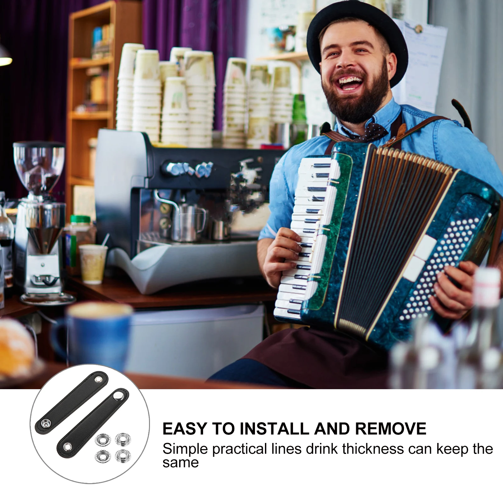 

2pcs Accordion Bellows Strap Faux Space Metal Buckles Universal Belt Buckle Accessories For Bass Handmade Long Lasting