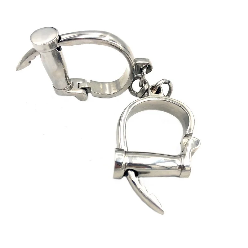 Stainless Steel Horseshoe Shackle Handcuffs Chain BDSM Lock Wrist Ankle Cuffs Slave Shackle Bondage Sex Toy for Couple