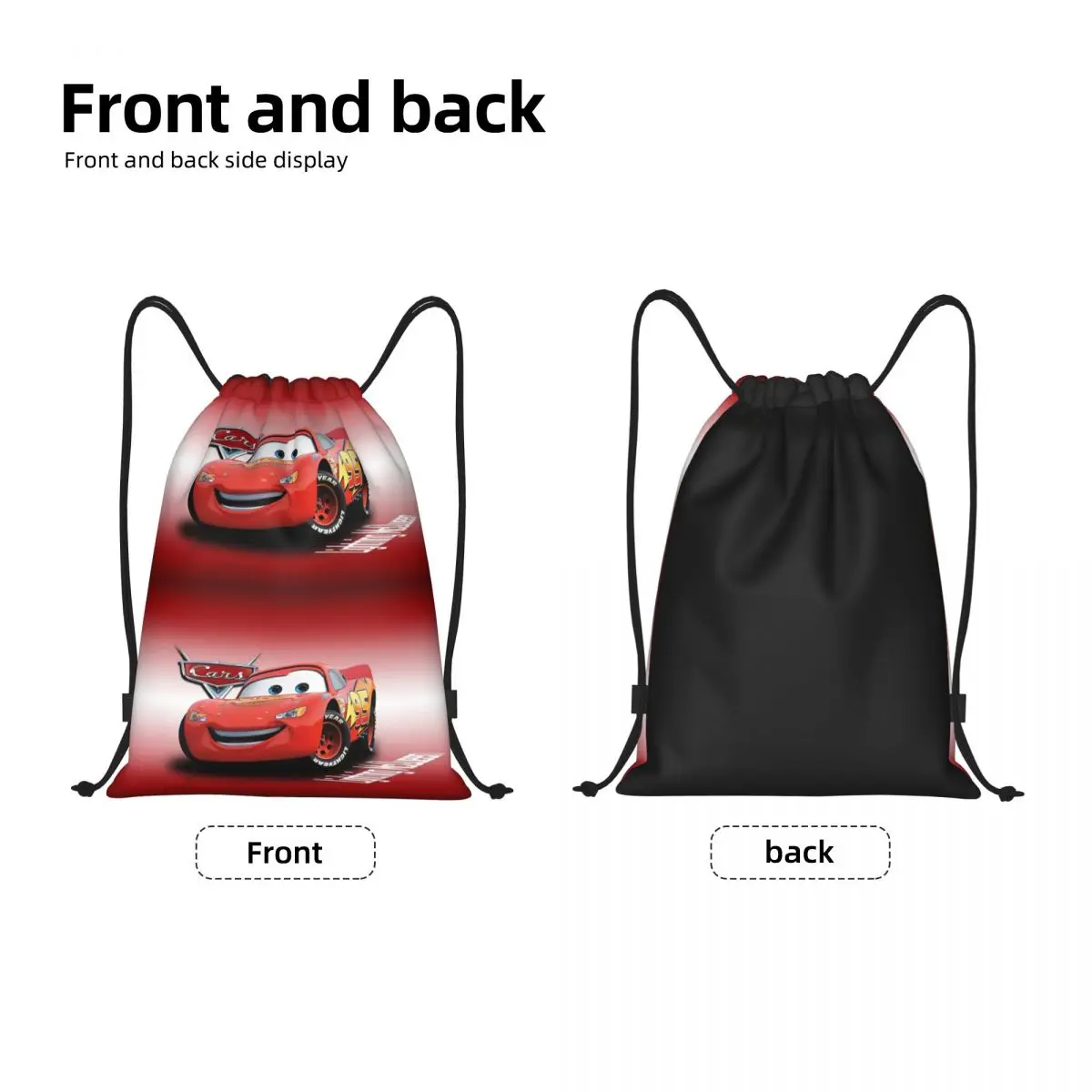 Custom Lighting McQueen Drawstring Backpack Sports Gym Bag for Men Women Cartoon Shopping Sackpack