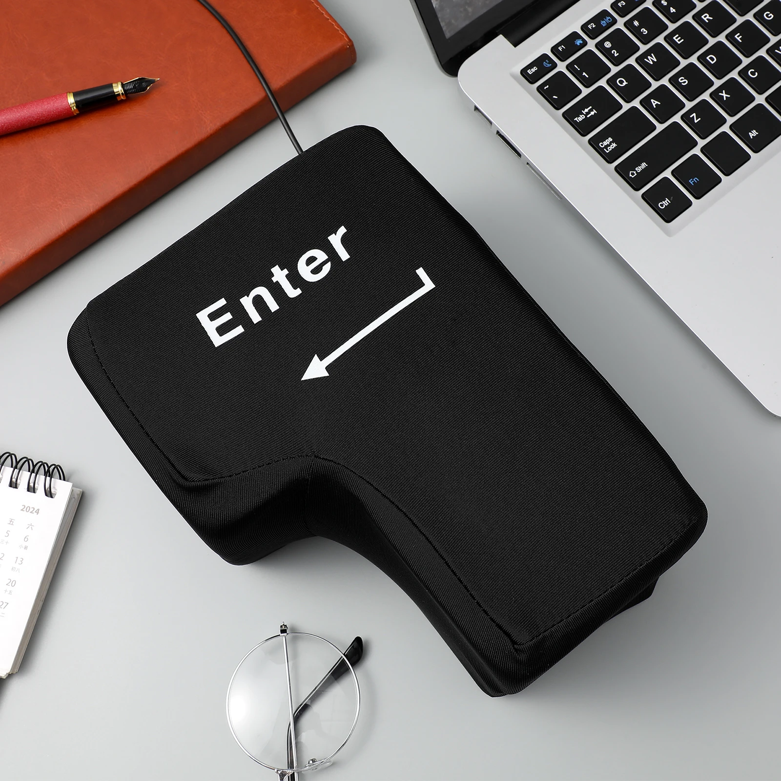 

Big Enter Key USB Pillow Office Desktop Cushion Stress Relief Nap Pad Vent for Laptop Computer Black Enter Key