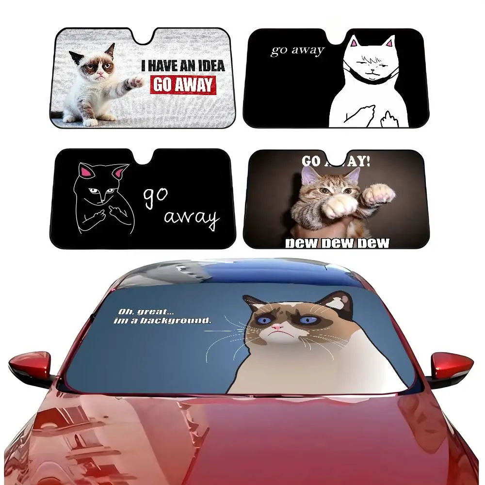 

Playful Go Away Car Sunshade Summer Car Windshield Accessories Car Protection Window Sunshade Screen Decoration