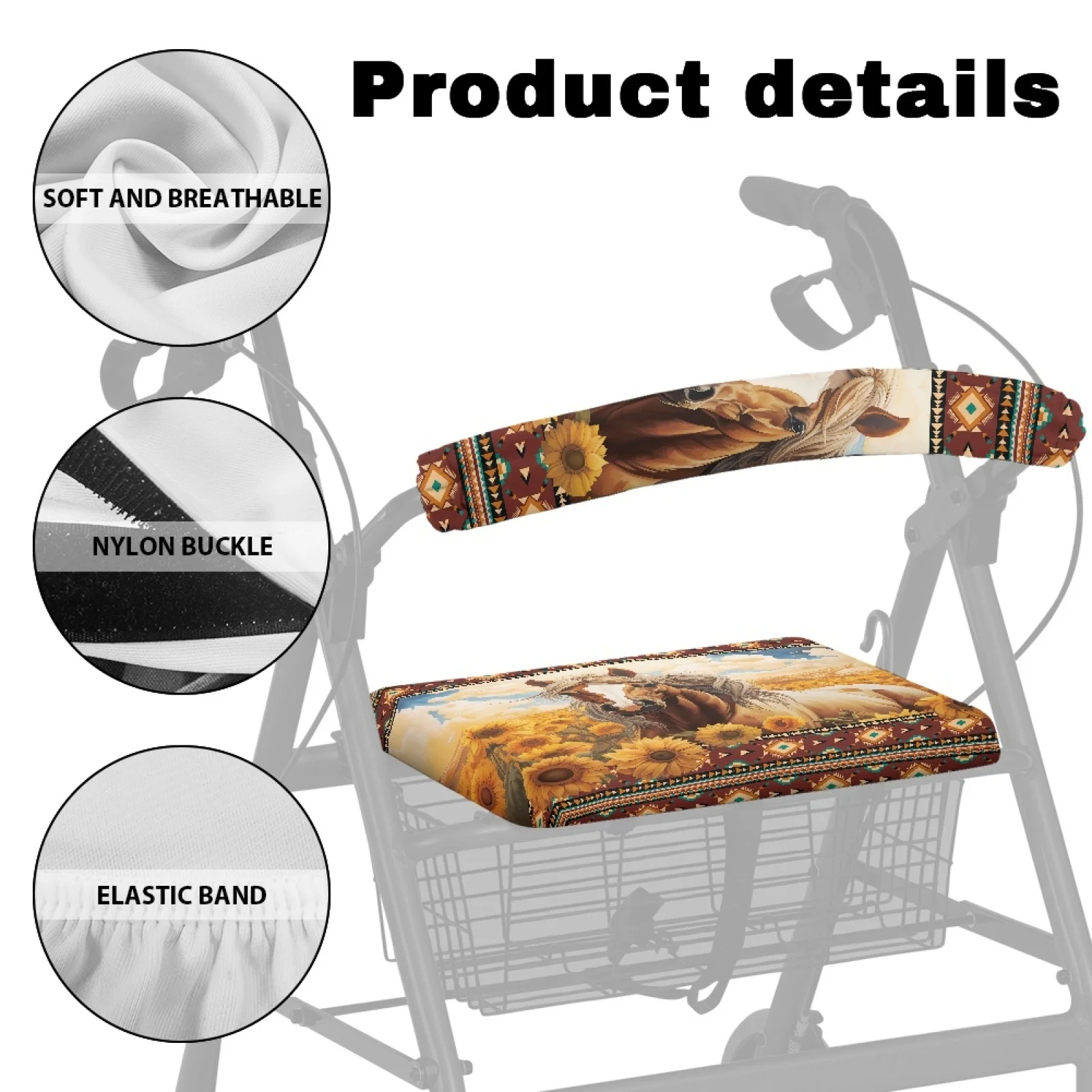 Coloranimal Sunflower 2 Pieces Set Walker Seat Cover Walker Seat Cushion Cover for Women Friends Street Scenes - view 5