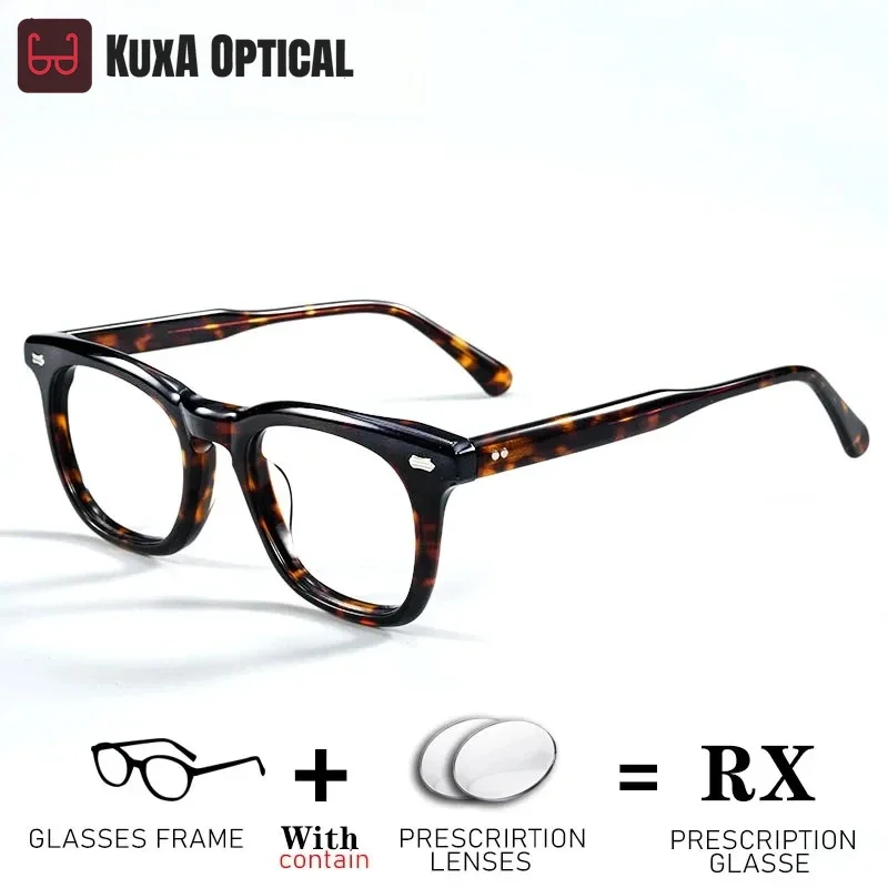 

KUXA заклепки дизайн ацетатные очки по рецепту мужские прогрессивные очки для правильной близорукости с рецептами линз антибликовые