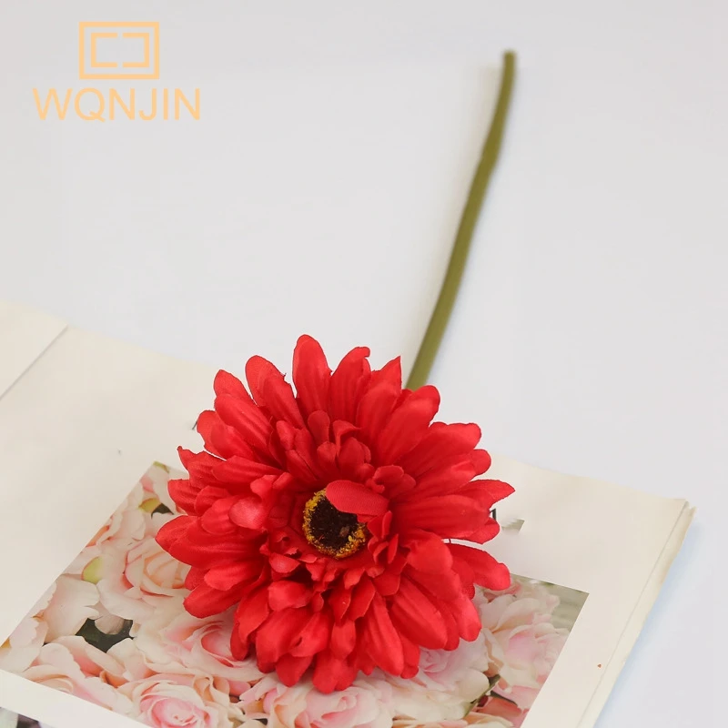 5 Stück, Gerbera künstliche Blume Zweig nach Hause Hochzeit Dekor Chrysantheme Gänseblümchen Blumenstrauß Blumen arrangement Zubehör – Detail 7