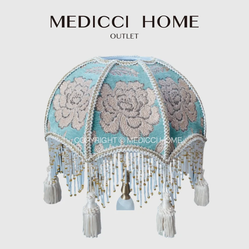 Medicci Home European Damask Floral Jacquard Lamp Shade Household Embroidery Cloth Art Lamp Cover Bedside Lamp Accessory Decor