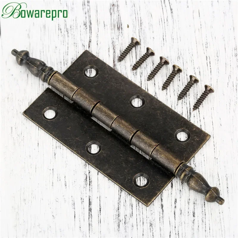bowarepro 127*76mm Antique Bronze Crown Head Hinge 6 Holes Jewelry Gift Box Decorative Hinge for Cabinet Furniture Accessories*1