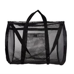 Bolso de malla transparente de gran capacidad para mujer, bolsa de hombro plegable para playa, Picnic, preservación, grande