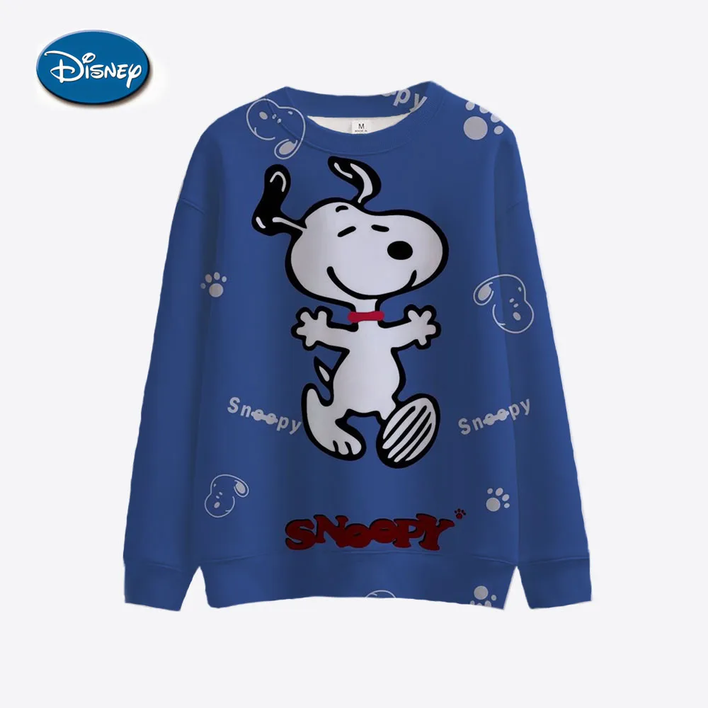 Snoopy Spring Cartoon Pink Printed Round Neck Sweater Women\'s Loose Cute Thin Casual Top Hoodie