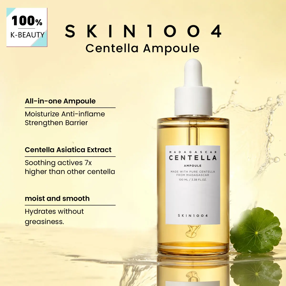 SKIN1004 Ampolla de Centella Asiática de Madagascar, Hidratación Profunda y Humectación, Cuidado Diario Calmante para la Piel, Cosméticos Coreanos, Cuidado de la Piel Coreano