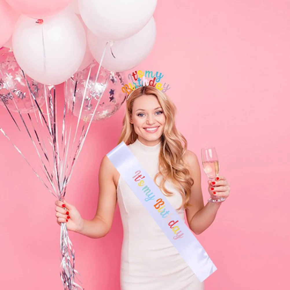 

1 set 1 Set Birthday Headband Sash Party Props Decorations Hair Accessories Photo Props For Women Festival Celebrations