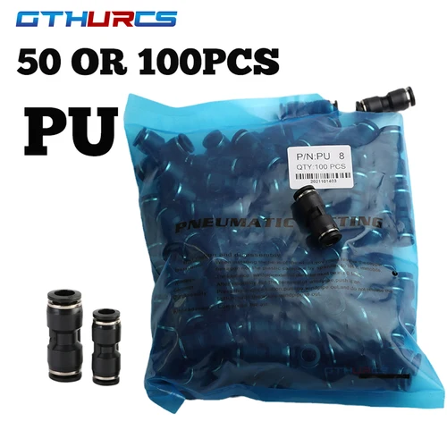 50or100pcs PU de alta calidad 4MM 6MM 8MM 10MM 12MM 14MM 16MM accesorios de aire neumáticos mejor que conectores rectos de PU azul