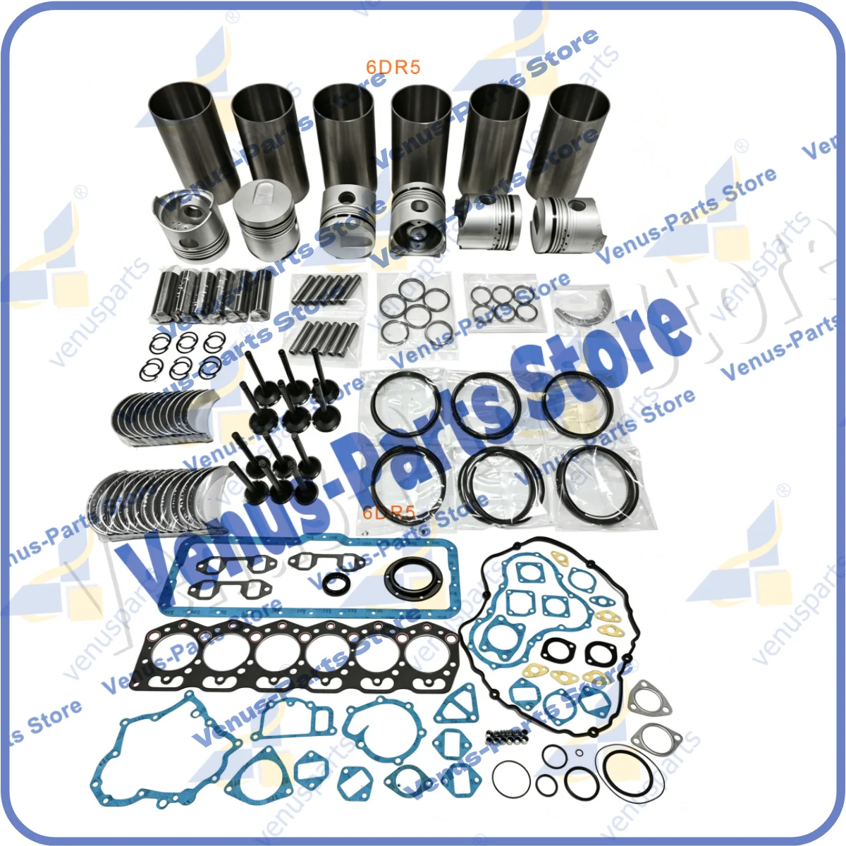 6DR5 Overhaul Rebuild Kit For Mitsubishi Piston Ring 92*2.5HK+2+2+4.5mm Valve Kit Cylinder Liner Engine Repair Parts