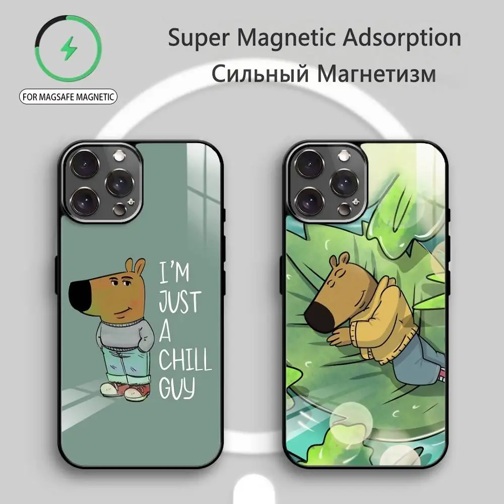 Just A Chill Guy Phone Case For iPhone17,16,15,14,13,12,11 Plus,Pro Max Magnetic For Magsafe Wireless Charging