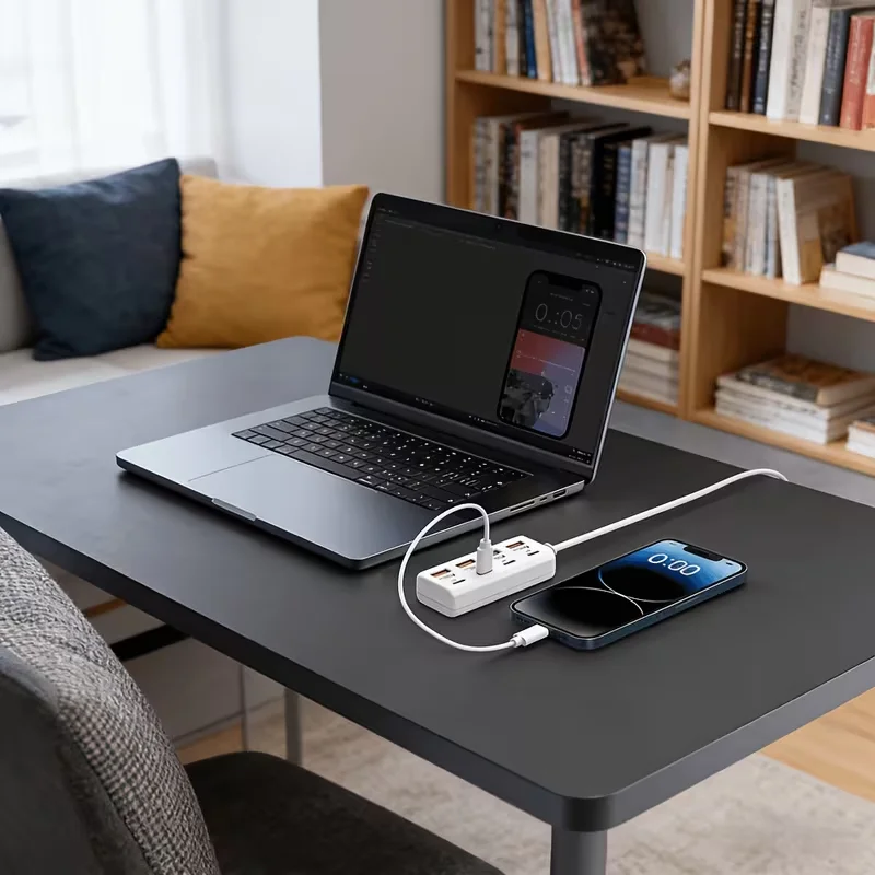 8-in-1 USB Hub Fast Charging Power Strip USB to 4 USB + 4 Type-C 25W Hub, Multi-port Fast Charging view 4