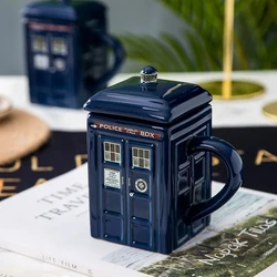 Doctor Who Tardis Creative Police Box Caneca, Engraçado Café De Cerâmica, Xícara de Chá com Colher, Caixa de Presente em Azul e Bebidas Lácteas