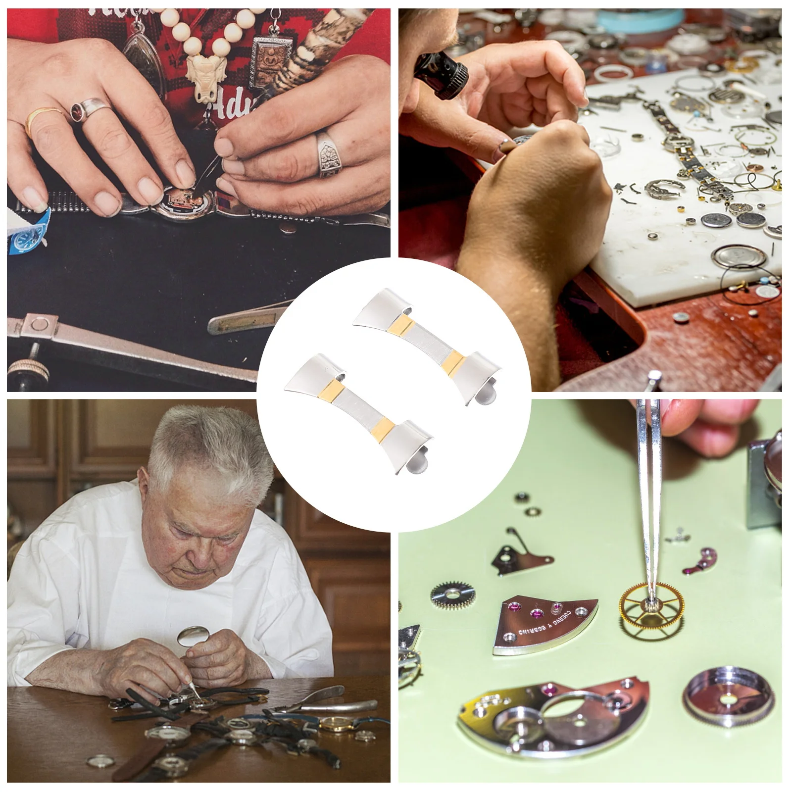 1Pair Stainless Watchband Link Ends Strong Secure Fit Connector for DIY Watch Strap Adjustment Rust Resistant Lightweight