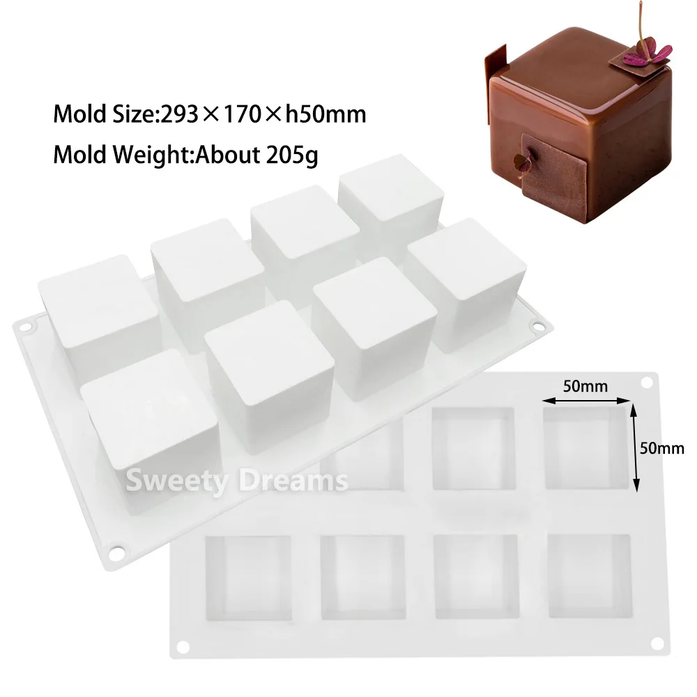 3D Silicone Cake Mold for Baking Cupcake Mousse Dessert Pan Bakeware Square Round Flower Cake Decorating Moulds Tools Tray