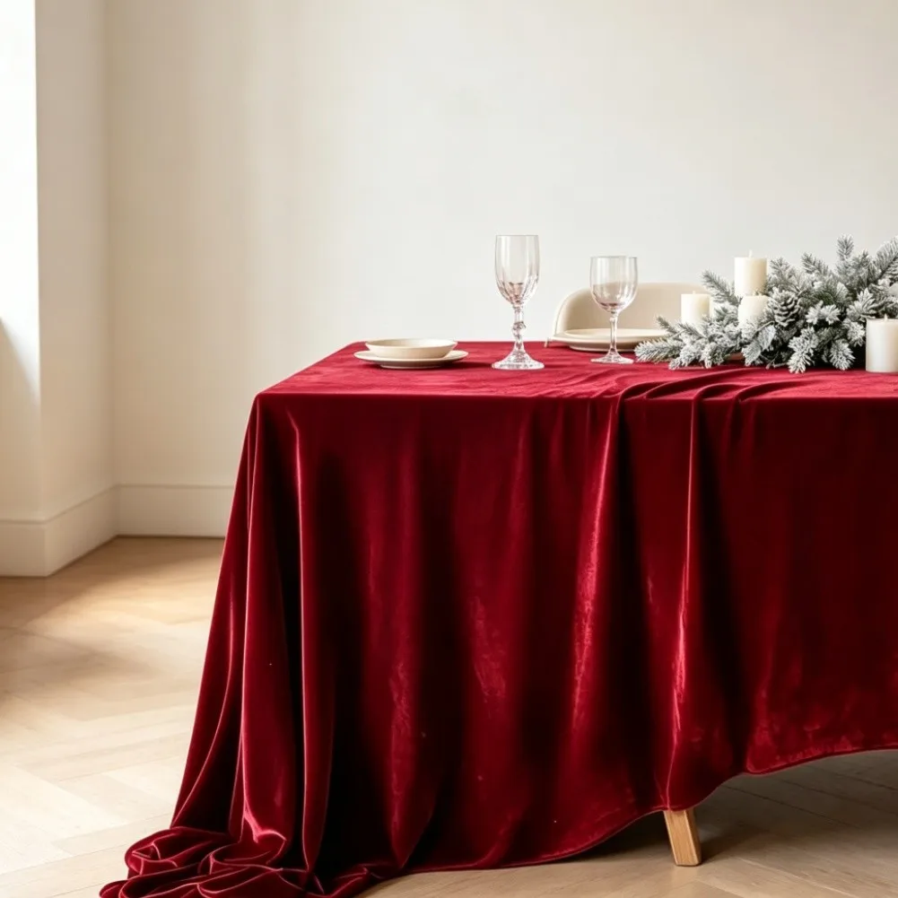 Polyester Table Cover 147x180cm Red Green Festive Rectangular Tablecloth Smooth Texture for Holiday Table Setup