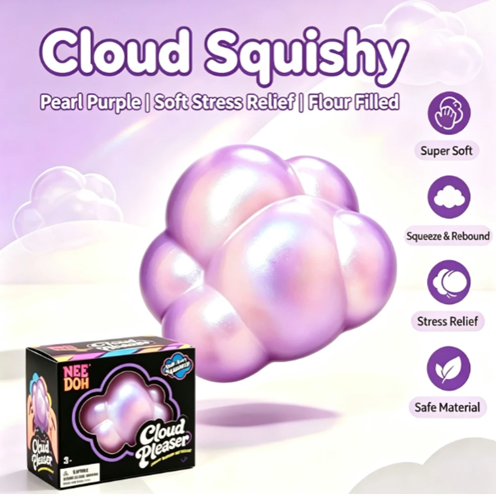 Image of Nee Doh Cloud Pleaser Langsam aufsteigender Squishy-Würfel Stressabbau Anti-Angst-Spielzeug für Konzentration und ADHS-Prägnanz
