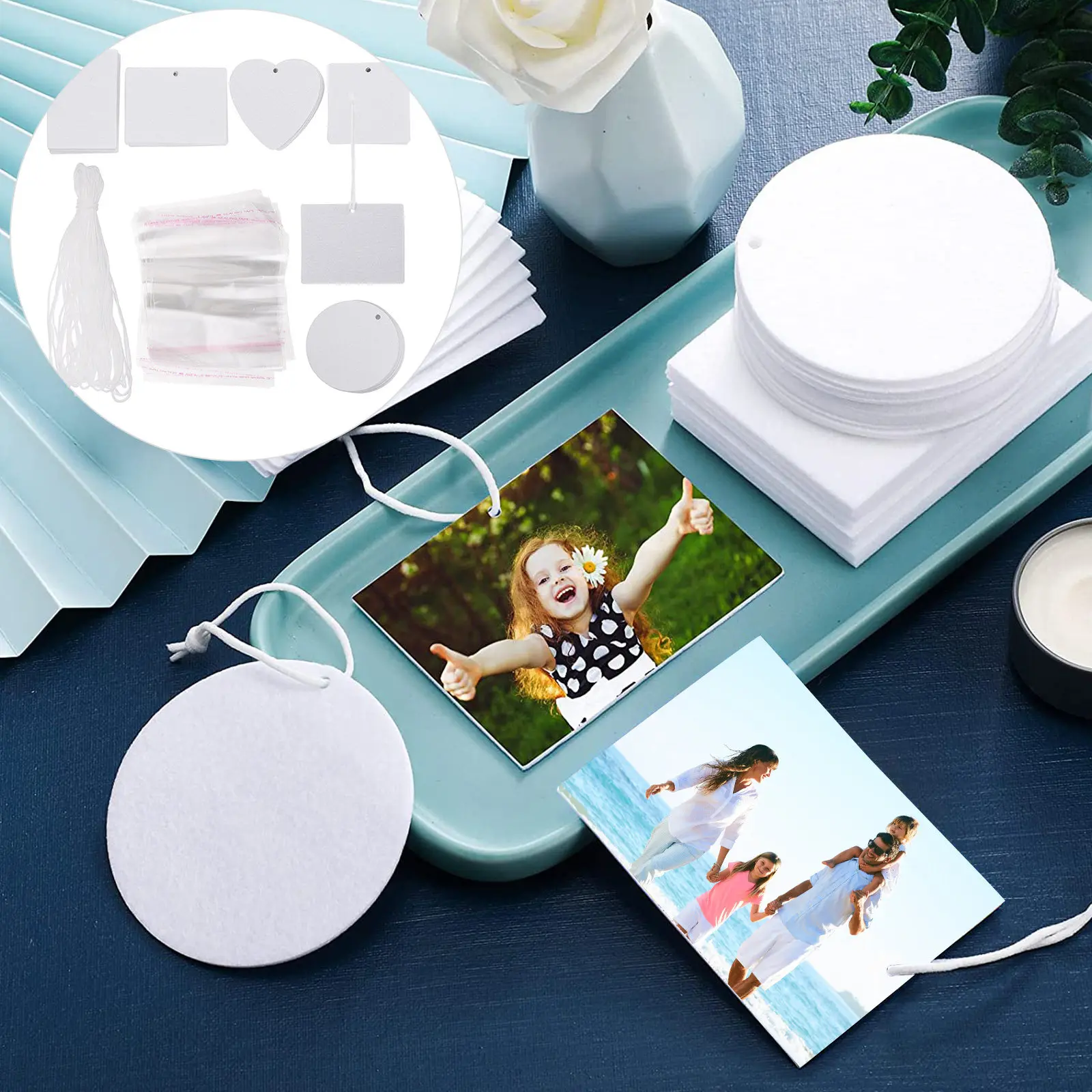 1Set Car Sublimation Air Freshener Blank Felt Heat Transfer Sheets DIY Aroma Replacement Safe Natural Fragrance Blanks