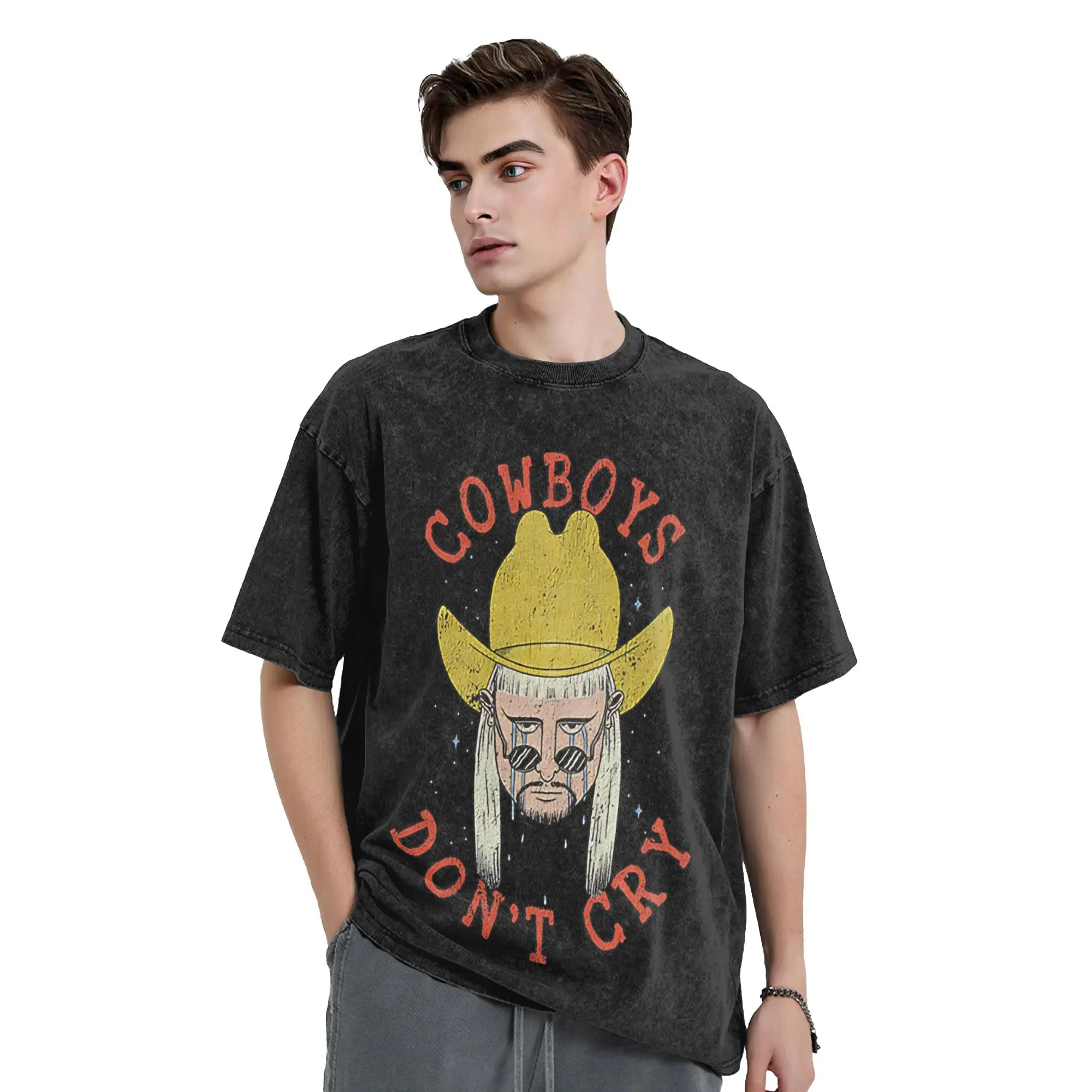 Washed T Shirts Oliver Tree Cowboys Don't Cry Hip Hop T-Shirt Harajuku  Streetwear Cotton Graphic Tops Tees for Men Women