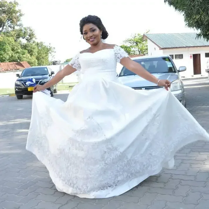 

Customized Floor Length Sweetheart Off The Shoulder Lace Appliqued Ball Gown Plus Size Wedding Dress