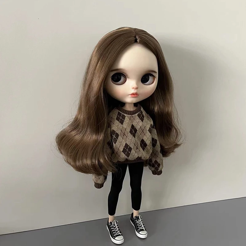 DLBell Blythe Doll Clothes Cute Sweater Diamond check Hoodies Shirts Shorts for Blyth Barbie OB24 Pullip Licca 1/6 Dolls Outfits