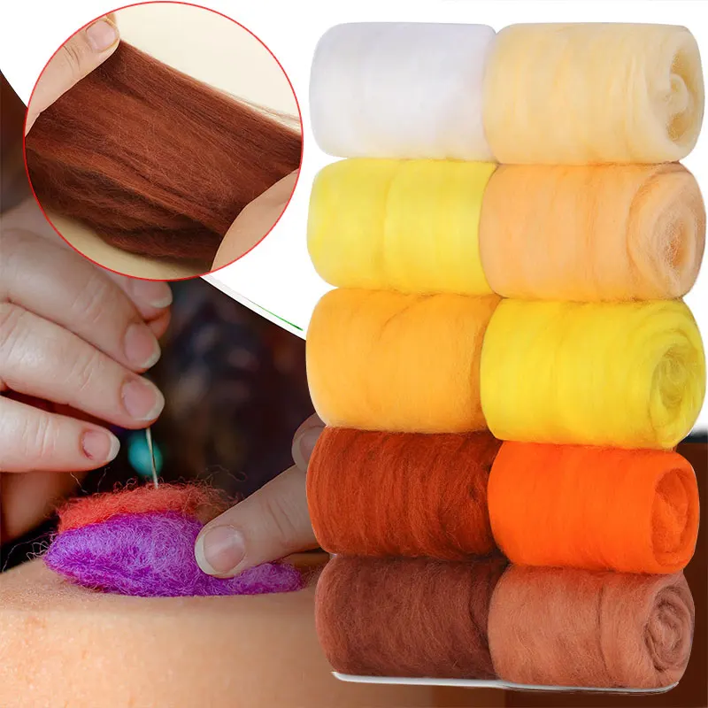 

8pcs Needle Felting Wool Yarn Hand Spinning Felt Roving Fabric Toys Handmade For DIY Craft Materials Felt Needlework Supplies