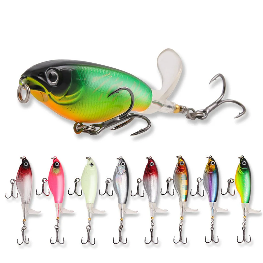 1pcs 7.5cm 9cm Whopper Plopper Topwater Fishing Lures Artificial Hard Bait with Soft Rotating Tail Bass Pike Fishing Tackle