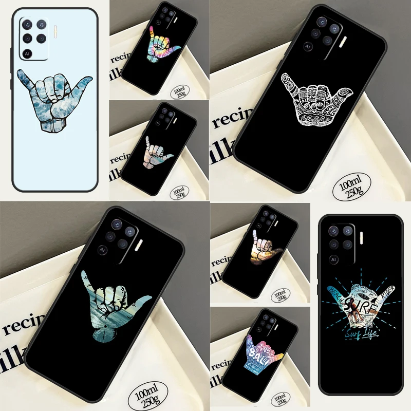 Surfer Surf Hang Loose Shaka Case For OPPO A52 A72 A5 A9 A31 A53 A15 A16 A17 A54 A74 A94 A76 A96 A54S A57S A53S Cover