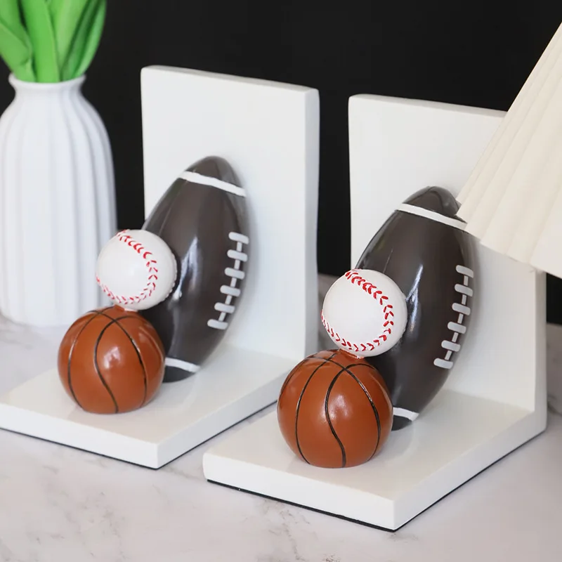 Creative Resin Basketball  Book Shelves Rugby Books Standing Book Stands Stable Bottom  Book End  Home Decor Desk Ornaments
