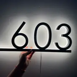 Metal 3D Led House Numbers for house Light Outdoor Waterproof Home Hotel Door Plates Stainless Steel Letter Sign Address Number